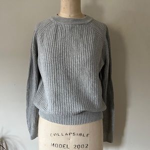 Womens Muji Grey crewneck sweater waffle texture 100% cotton Medium M